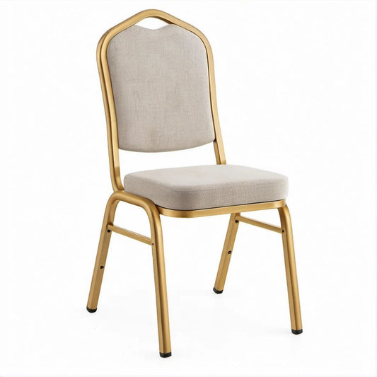 Sedia imbottita beige con struttura in acciaio oro, 44 x 52 x 92 cm