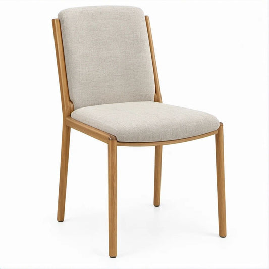 Sedia da pranzo imbottita beige e rovere naturale 48 x 57 x 88 cm